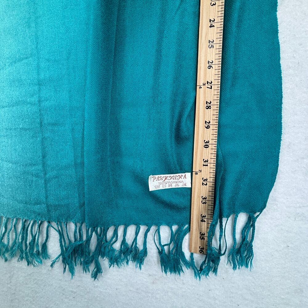 Pashmina Neck Scarf Fringe Teal Ombre 100%‎ Pashmina 72 Inches Long - Picture 6 of 6